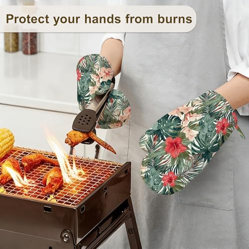 Hawaiian Oven Mitts and Pot Holders Set of 4, Heat Resistant Non SlipTropical - Image 6