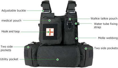 BOMTURN Great Tactical Outdoor Vest for Men Multifunctional Modular Molle Vest with Metal Buckles