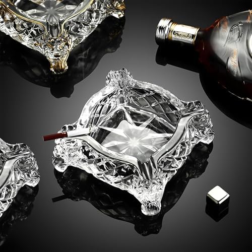 Ashtray 5 x 5 inch, Large Glass Ashtray - Image 5