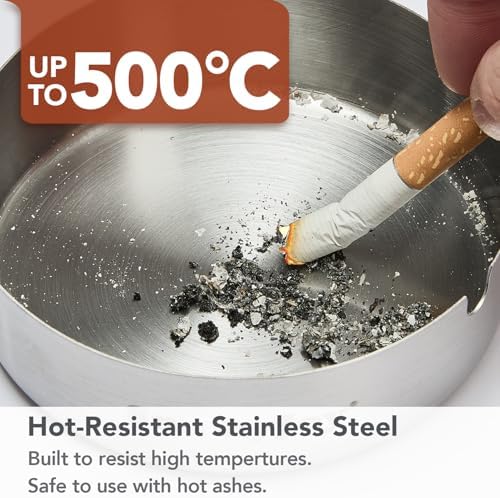 Outdoor Ashtray with Lid, 2 Pack Stainless Steel Ash Tray - Image 5