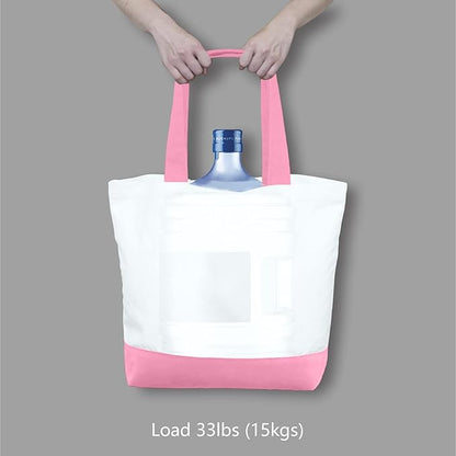 TOPDesign 1-Pack Super Strong Large 12oz Cotton Canvas Tote Bag, Reusable Grocery Shopping Cloth Bag, Fashionable Two-Tone Tote for Crafts, DIY Your Creative Designs