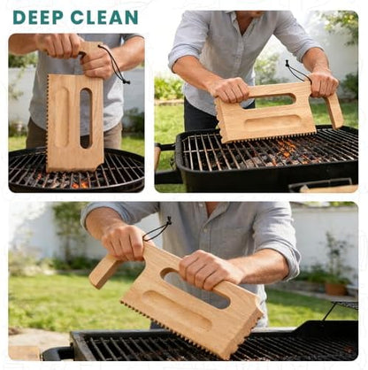 Wooden Grill Scraper, Brush Natural Hardwood BBQ Cleaner, Grill Grate Cleaner - Image 4