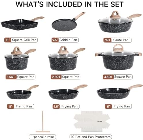 JEETEE 24Pcs Ceramic Cookware Set - Image 2