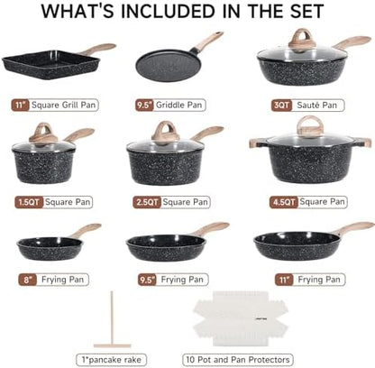 JEETEE 24Pcs Ceramic Cookware Set - Image 2