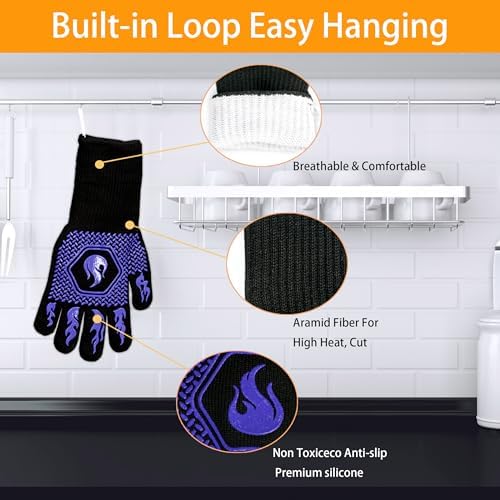 BBQ Gloves 1472F Heat Resistant Non-Slip Silicone 2 Pairs - Image 3