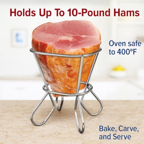 HIC Kitchen Roasting Wire Spiral Ham Roasting Rack, Chrome-Plated Steel - Image 4