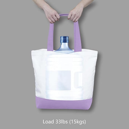 TOPDesign 1-Pack Super Strong Large 12oz Cotton Canvas Tote Bag, Reusable Grocery Shopping Cloth Bag, Fashionable Two-Tone Tote for Crafts, DIY Your Creative Designs