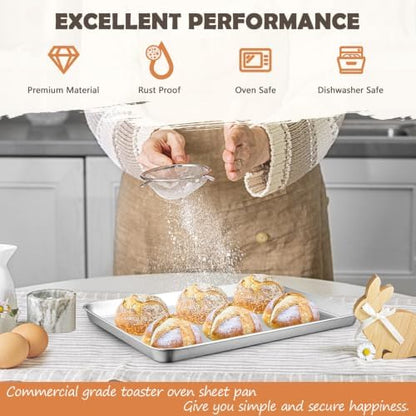 17.5" Baking Sheet Pan, Joyfair Stainless Steel Toaster Oven Trays - Image 5