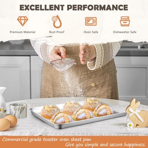 17.5" Baking Sheet Pan, Joyfair Stainless Steel Toaster Oven Trays - Image 5