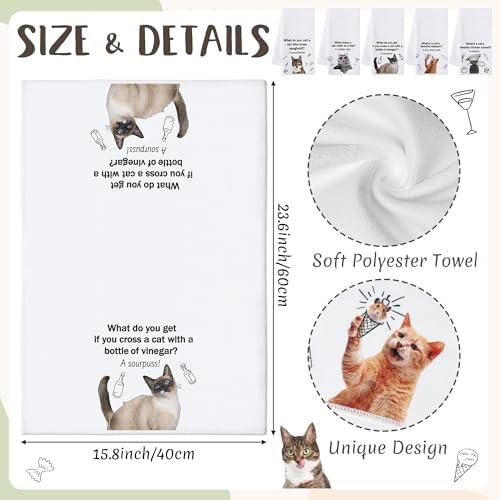 R HORSE 5Pcs Cats Kitchen Towels Set - Image 3