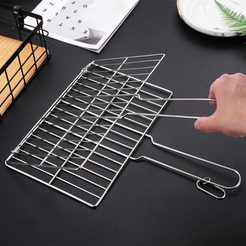 Cabilock Thickened Stainless Steel Fish Grill Basket 15.75X11.81 Inch BBQ - Image 2