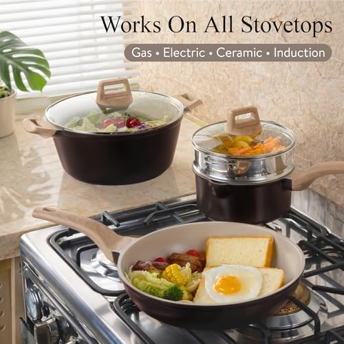 CAROTE 21pcs Ceramic Cookware Sets, Pots and Pans Set - Image 7