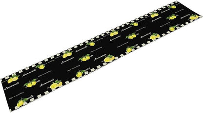 Lemon Table Runner,White Black Buffalo Plaid Watercolor Summer Fruit Print Table Runner for Kitchen Dining Table Indoor Outdoor Home Party Decor 13x90in
