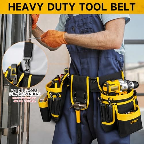 LEFOR·Z Tool Belt with 4 D-Rings, 27-Pockets Tool Belts - Image 4