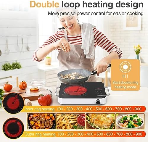GIHETKUT Single Burner Electric Cooktop, 1800W 110V Electric Stove Top - Image 4