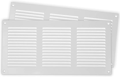 Repa Market 2-Pack 12x6 Inch Air Vent Cover/White Galvanized Steel Louvered Grill Cover with Mesh Screen/Wall or Ceiling Vent/Durable Flush Mount HVAC Register for Indoor and Outdoor Ventilation