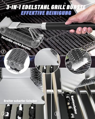 3 in 1 Barbecue Brush, Barbecue Cleaning Brush - Image 4