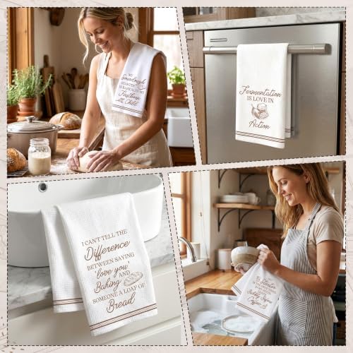 5 Pack Funny Sourdough Tea Bread Kitchen Dish Towels, Absorbent Hand Towels - Image 2