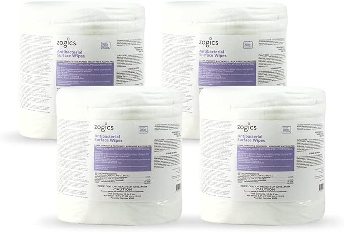 Zogics Antimicrobial Wipes and Tabletop Stainless Steel Wipe Dispenser