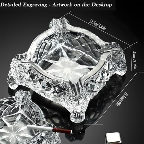 Ashtray 5 x 5 inch, Large Glass Ashtray - Image 4
