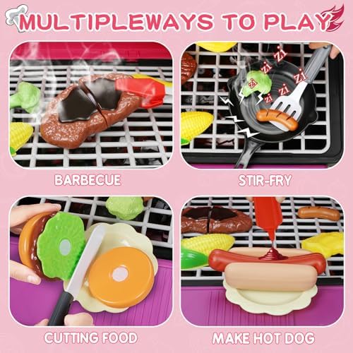 Kids Play Kitchen Toys, Kids BBQ Grill Kitchen Playset - Image 4