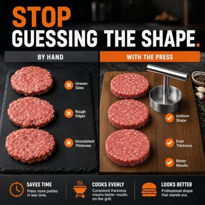Manual Burger Patty Press, Stainless Steel Burger Patty Maker, Hamburger Press - Image 3
