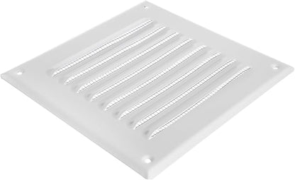 Square Ventilation Grille / 5" x 5" Inch Inside Measurement/White Metal Air Vent Louver - Inside/Outside use / 6.5" x 6.5" Inch Outer Measurement