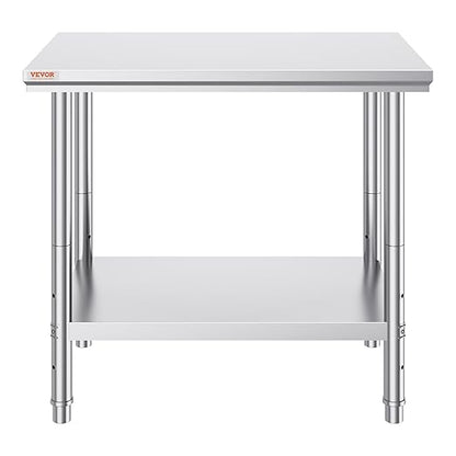 Vevor Stainless Steel 900x600x800 mm Commercial Kitchen Prep & Heavy Duty Metal Work Table with Adjustable Feet for Restaurant, Home and Hotel : Industrial & Scientific