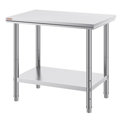 Vevor Stainless Steel 900x600x800 mm Commercial Kitchen Prep & Heavy Duty Metal Work Table with Adjustable Feet for Restaurant, Home and Hotel : Industrial & Scientific