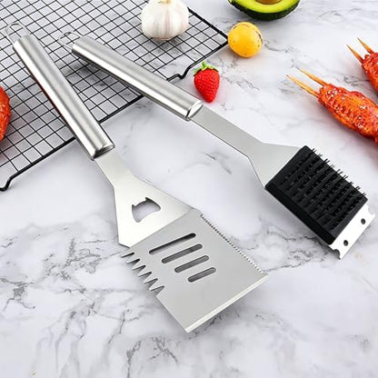 Grill Tool Set with Spatula, Barbecue Brush and Cleaning Brush - Image 4