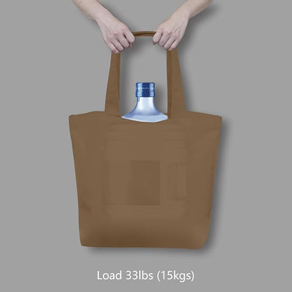 TOPDesign 1-Pack Super Strong Large 12oz Cotton Canvas Tote Bag, Reusable Grocery Shopping Cloth Bag, Fashionable Two-Tone Tote for Crafts, DIY Your Creative Designs