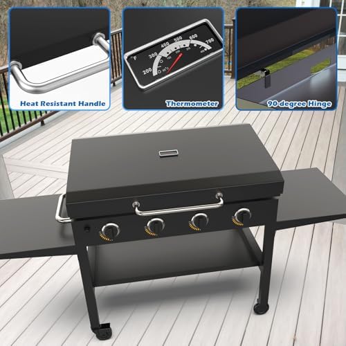Hinged Lid for Blackstone 36" Griddle, 5004 Hard Cover Hood w/Thermometer - Image 3