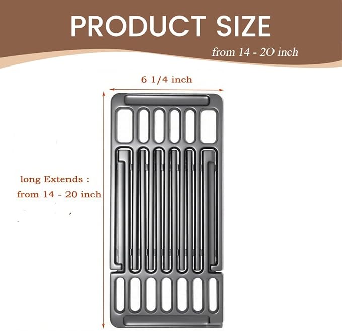 PCBZ0A (3-Pack) 6 1/4 inch wide Adjustable Cast Iron Cooking Grate Replacement for BBQ Grills Gas Eletric Grills, Universal Cooking Grids Extend from 14" up to 20" L