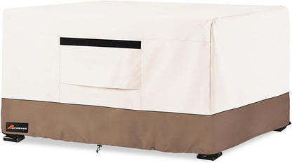 Fire Pit Cover Rectangular, Outdoor Heavy Duty 600D Tear-Resistant 100% Waterproof 48 Inch Fire Table Cover Rectangle, Patio Weatherproof Rectangular Fire Table Protector, Beige 48" L x 28" W x 24" H
