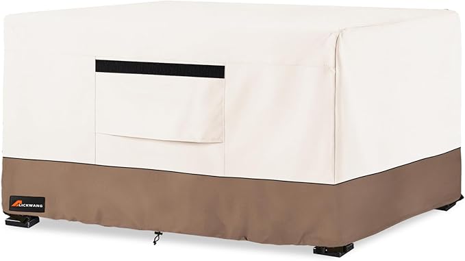 Fire Pit Cover Rectangular, Outdoor Heavy Duty 600D Tear-Resistant 100% Waterproof 52 Inch Fire Table Cover Rectangle, Patio Weatherproof Rectangular Fire Table Protector, Beige 52" L x 34" W x 24" H