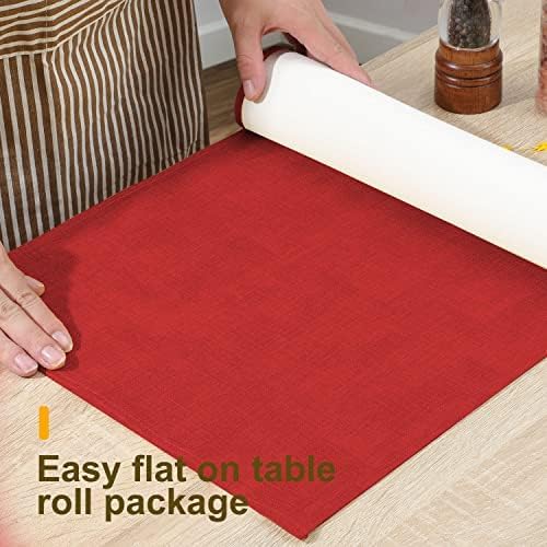 Wipeable Table Runner, Thick Farmhouse Runner, Rustic for Kitchen, Bedroom, Living Room, Indoor and Outdoor (36'', Red)
