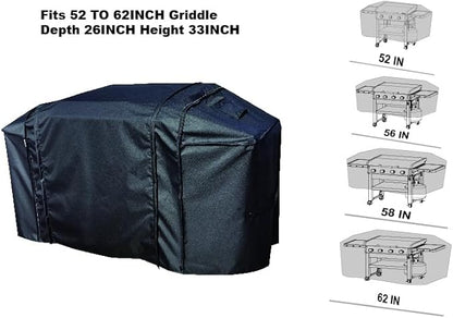 Extension Griddle Cover for All of 28" Griddle with Double Shelf Models,Waterproof 300D*300D Dyed Polyester with TPU Coating; Flat Top Gas Grill Cover, Black