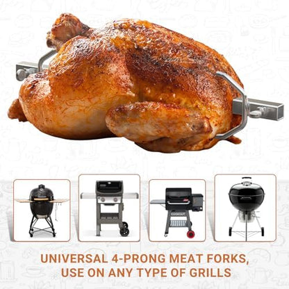 onlyfire 6104 Chromed Heavy Duty BBQ Rotisserie Meat Fork - Image 4