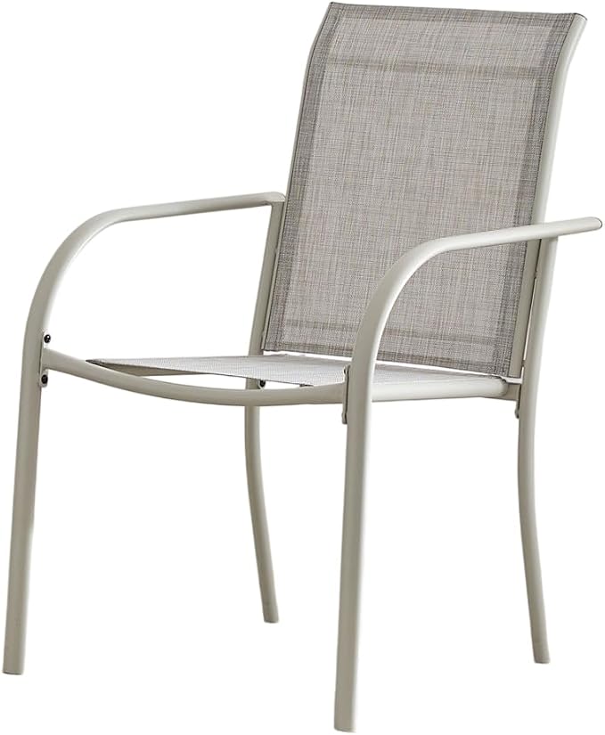 Stackable Patio Chairs Set of 4, Outdoor Dining Chairs - Image 5