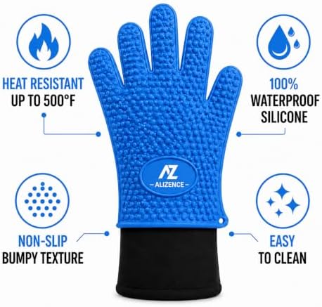 Silicone Oven Gloves, 500°F Heat Resistant, w/2 Trivets - Image 3