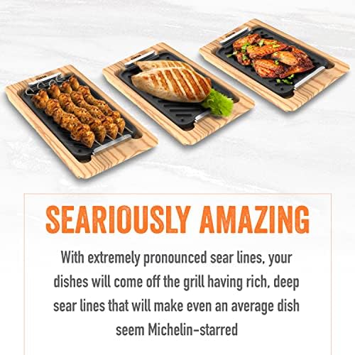 Yukon Glory Cast Iron Grill Pan Set, 2 Pans and Wooden Serving Trays - Image 3