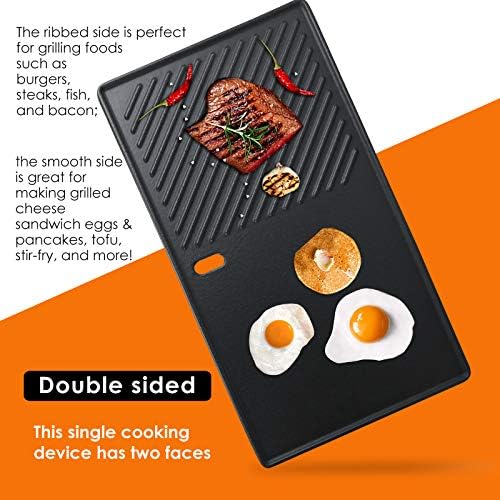 Uniflasy Cast Iron Reversible Grill Stove Top Griddle Pan 16 7/8" Skillet Flat - Image 4