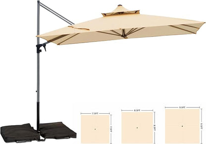 Patio Umbrella, Rectangle Outdoor Cantilever Umbrella, Aluminum Offset Umbrella - Image 5