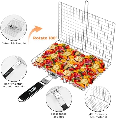 Portable BBQ Grill Basket, Fish Grill Baskets, Folding Portable Fish Grilling - Image 2