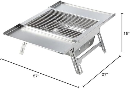 WILD JOURNEY Camping Charcoal Grill for IGT Table, Folding Barbecue Grill with Carry Bag, Portable BBQ Grill for Outdoor Car Camping Cooking Tailgating