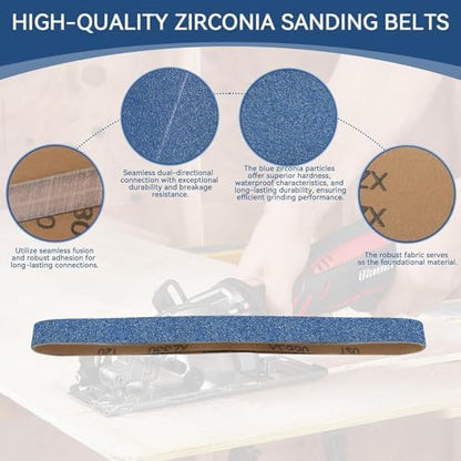1x42 Inch Sanding Belts 12 Pcs 3 Grits Sizes Heavy Duty Belt Sander Zirconia - Image 6