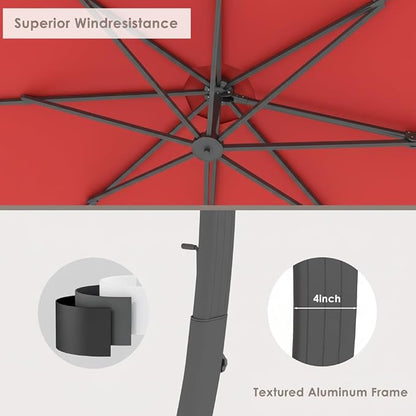 ENSTVER 11FT All Aluminum Cantilever Patio Umbrella - Image 5