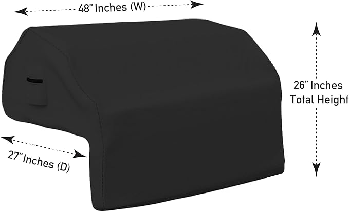 Covers & all Built-in Outdoor Grill Cover, Durable Heavy Duty 18 Oz Waterproof Cover Tuff Material with Air Pocket & Elastic for Snug Fit (48" W x 27" D x 26" H inches, Black)