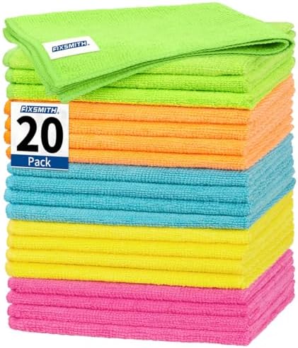 FIXSMITH Microfiber Cleaning Cloth, 20 Pack Cleaning Rags, Cleaning Towels by FIXSMITH