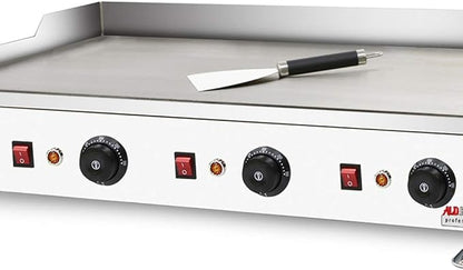 ALDKitchen Flat Top Griddle | Teppanyaki Grill with Dual Thermostat | No plug | 110V (30.15’ x 17.59’)